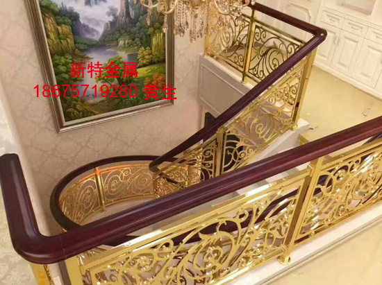 家庭装修常用铜楼梯护栏铜楼梯扶手K金屏风厂家图片